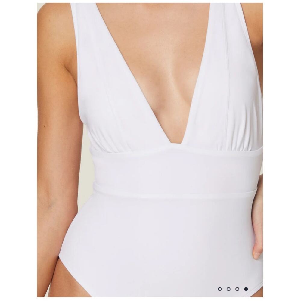 NWT Andie mykonos white eco nylon plunge one piece size tall torso small - Picture 4 of 11